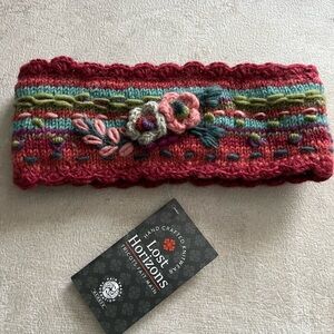 Sundance Boutique Floral Knit Headband - Red, Green, Pink
